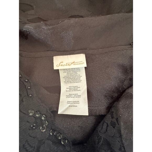 vintage Secret black lingerie slip dress babydoll chemise small whimsygoth lace - Picture 4 of 4